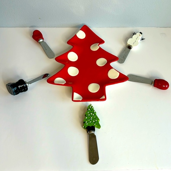 CHRISTMAS TREE PLATE & SPREADERS - Picture 1 of 4